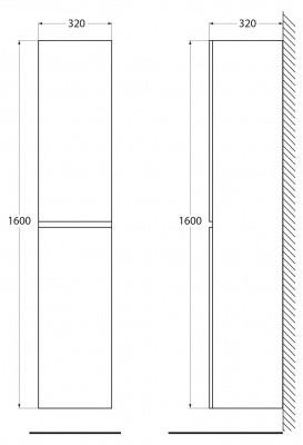 Шкаф-пенал BelBagno ALBANO-1600-2A-SC-RNG-P 32 см, Rovere Nature Grigio