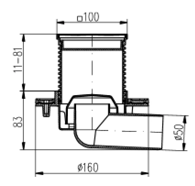 Трап Azario Sun с решеткой 10 x 10 см, боковой слив, хром матовый, AZ-411 L