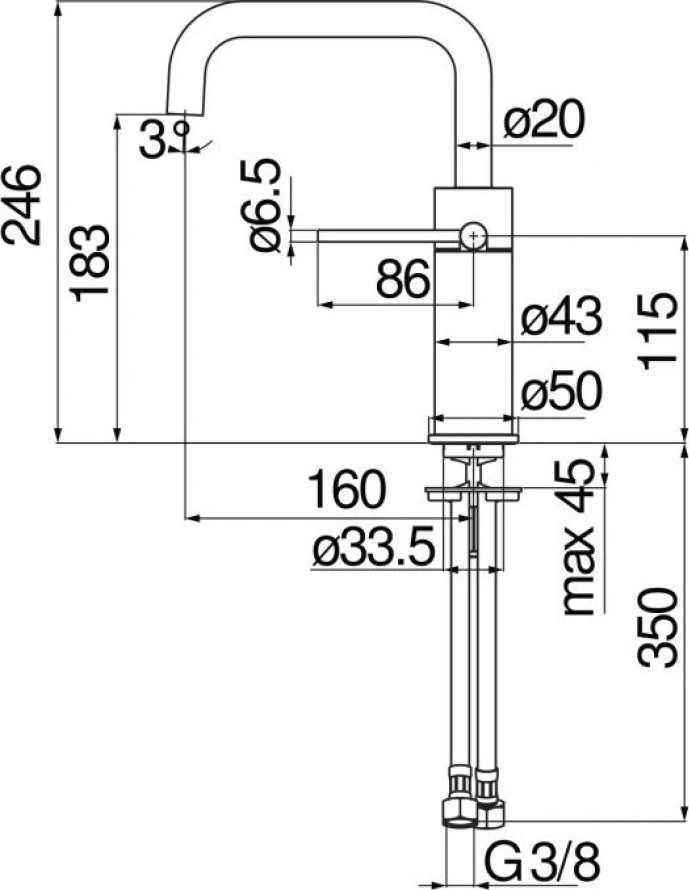 Смеситель для раковины Nobili Velis VE125118/3CR, хром