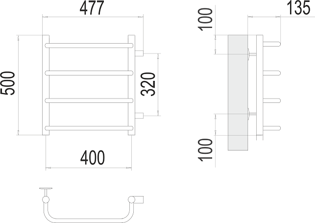 Полотенцесушитель водяной Terminus Стандарт П4 400x500 БП320 4670078530301, хром