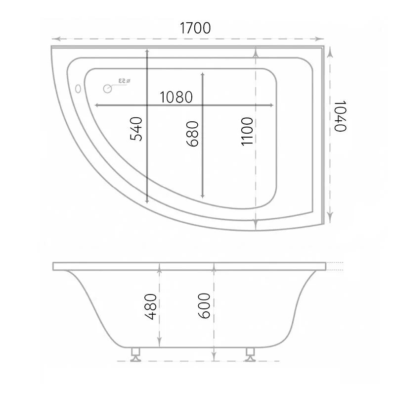 Ванна из искуственного камня Marmo Bagno Альба MB-BL170-110L белый