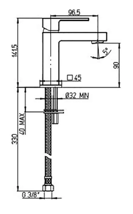 Смеситель для раковины Paini Dax-r-dax 84CR205RSKM хром