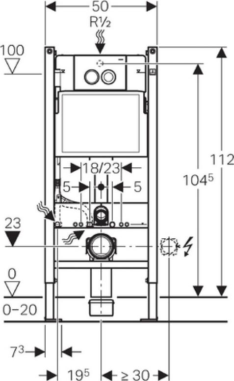 Комплект Geberit Duofix 458.120.11.1 UP100 для подвесного унитаза, H112, с клавишей Delta 21 (белая)