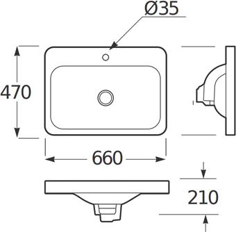 Раковина встраиваемая 66 см Armani / Roca Baia 7.3270.C.6R3.0, greige