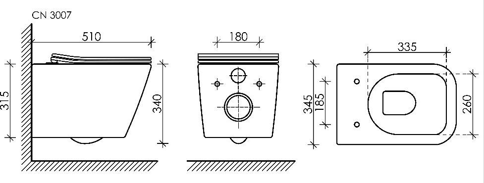 Комплект унитаз с инсталляцией Ceramica Nova Metric CN3007_1002M_1000 с сиденьем микролифт и клавишей смыва хром матовый