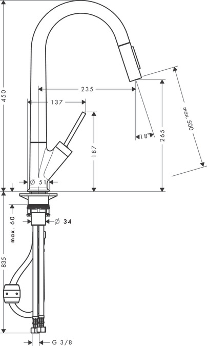 Смеситель для кухни Axor Starck 10821310, красное золото