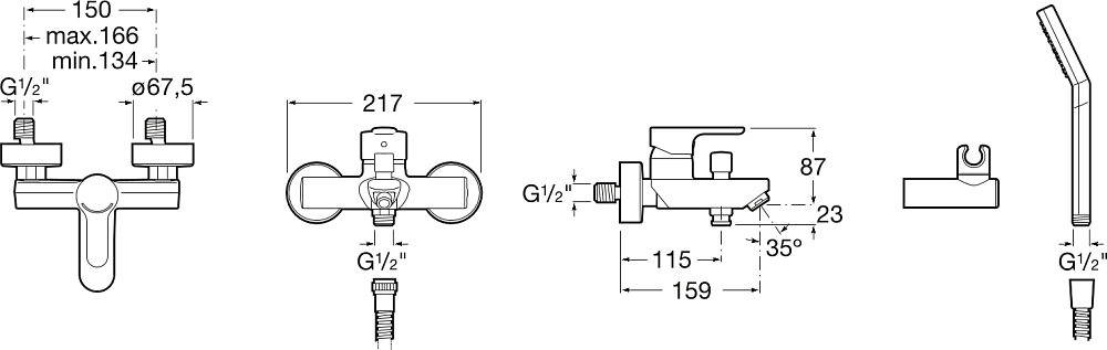 Смеситель для ванны Roca L20 5A0109C0M