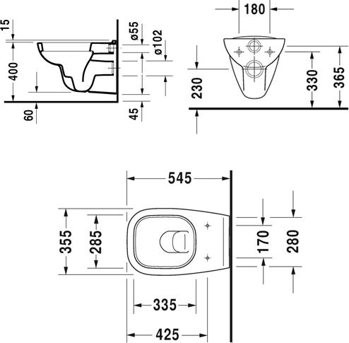 Подвесной унитаз Duravit D-Code 45351900A1 с крышкой-сиденьем стандарт