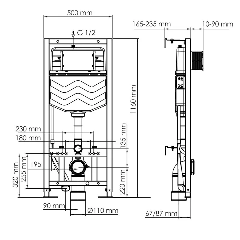 Инсталляция WasserKraft Aller 10 10TLT.010.ME.PB03, для унитазов, с механической кнопкой смыва цвет - черный глянец