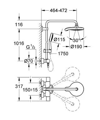 Душевая система Grohe Power&Soul 27903000 хром