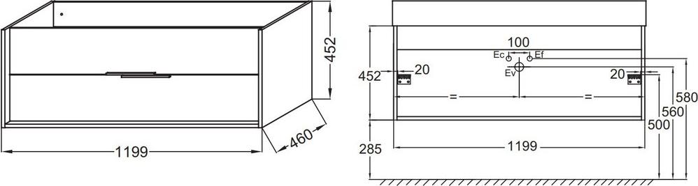 Тумба для комплекта 120 см Jacob Delafon Vivienne EB1509-N18-N18, белый блестящий