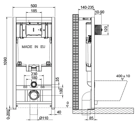 Инсталляция для подвесного унитаза OLI 886914/887591