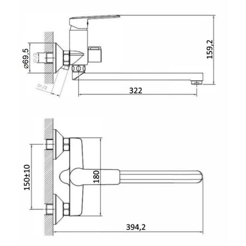 Смеситель для ванны с душем Agger Clean A2421100 хром