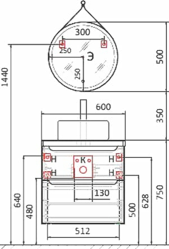 Зеркало Jorno Wood 50 Wood.02.50/ТК с подсветкой с бесконтактным выключателем