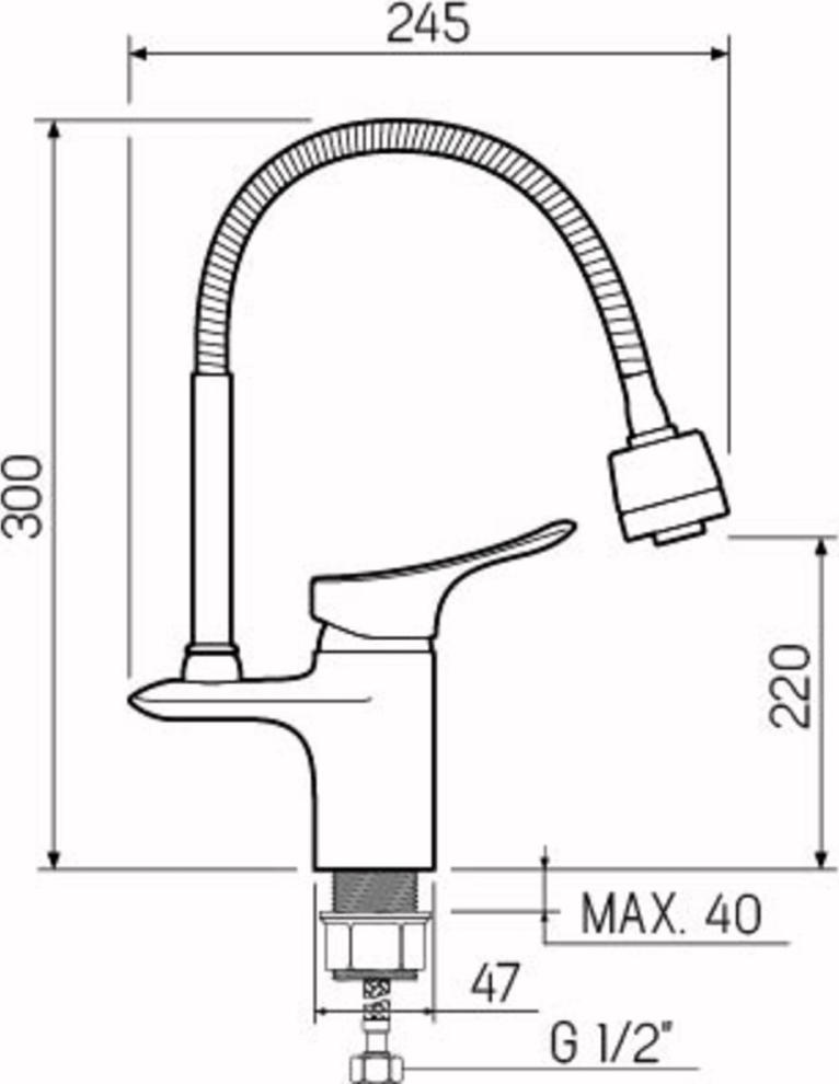 Смеситель для кухни РМС SL120-016F, хром