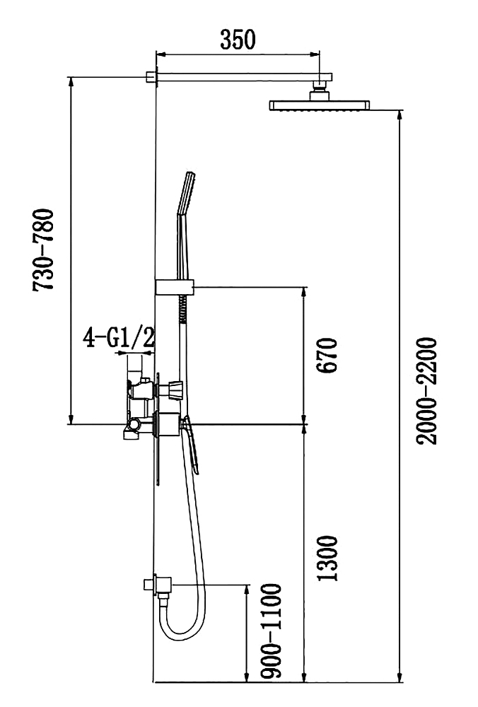 Душевая система Timo Helmi SX-4069/00-16SM белый