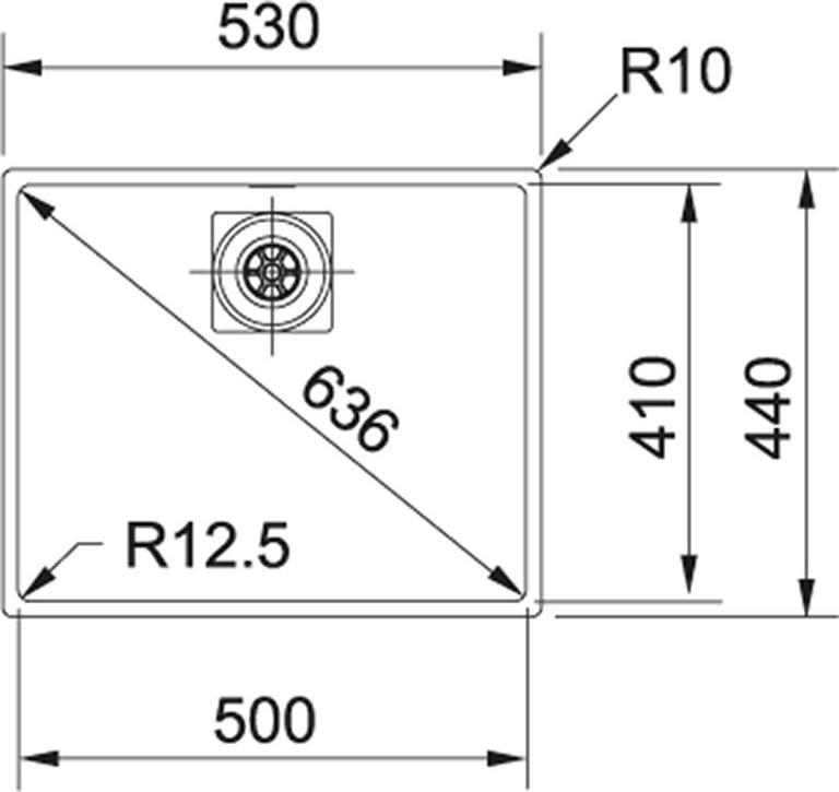 Кухонная мойка 53 см Franke Centinox CMX 110-50 3,5" 122.0288.097, нержавеющая сталь