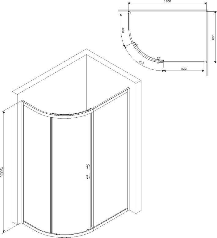 Душевой уголок AM.PM Like Solo Slide 120x80 W83G-302U120CT64 профиль хром матовый, стекло прозрачное