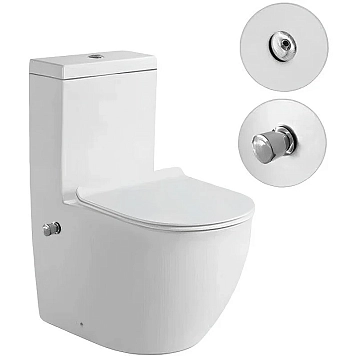 Напольный унитаз SantiLine SL-5011SM-BD, безободковый, с функцией биде, сиденье микролифт, цвет белый