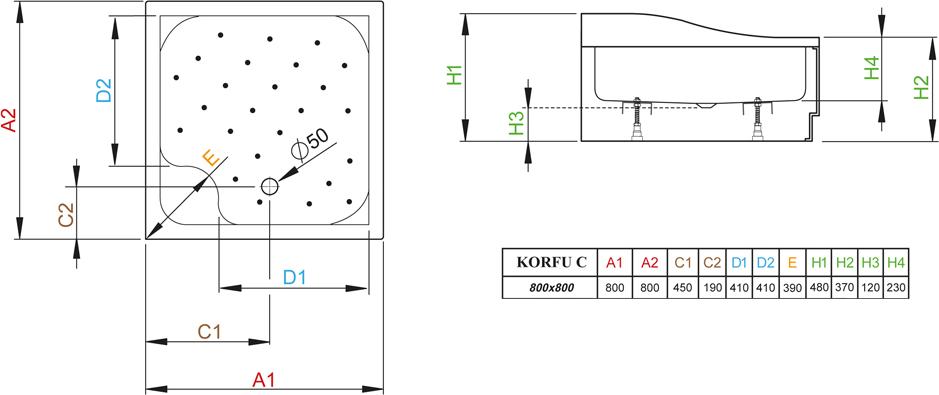 Поддон для душа Radaway Korfu С800