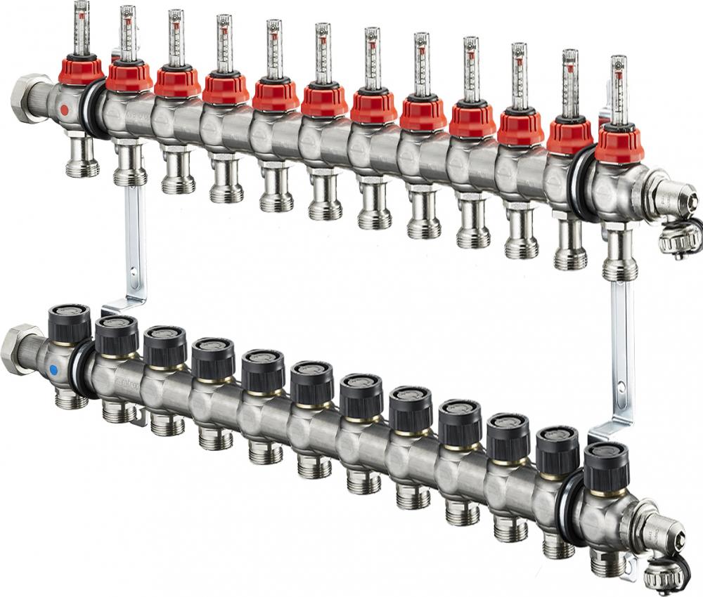 Коллектор Oventrop Multidis SF с ротаметрами на 12 контуров