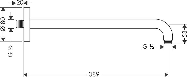 Кронштейн для верхнего душа Hansgrohe 27413670, черный матовый