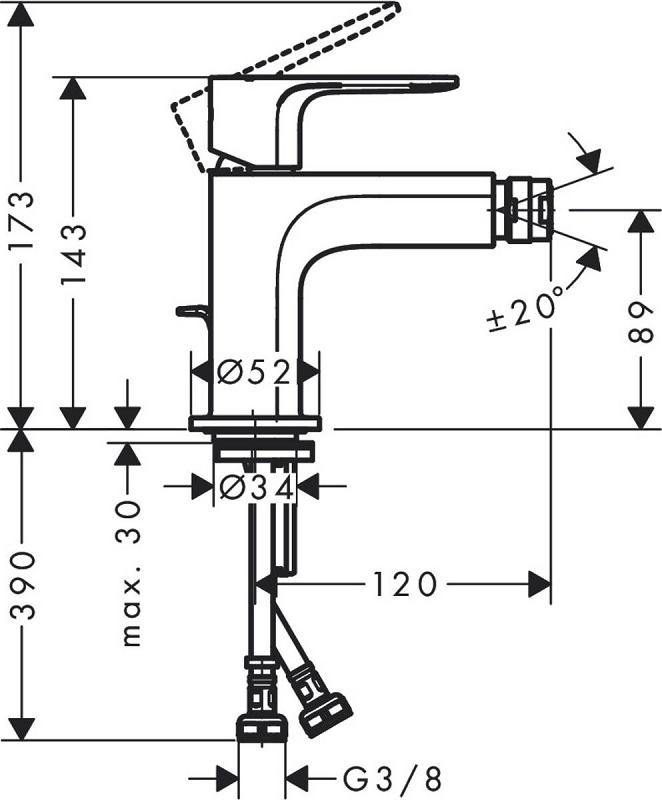 Смеситель для биде Hansgrohe Rebris S 72212000, хром