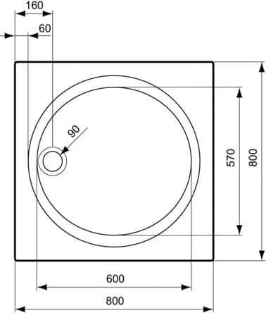 Поддон для душа 80x80 см Ideal Standard Connect K197801 слив 90 мм, белый