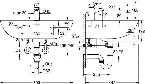 Раковина Grohe Bau Ceramic 39472000 60 см