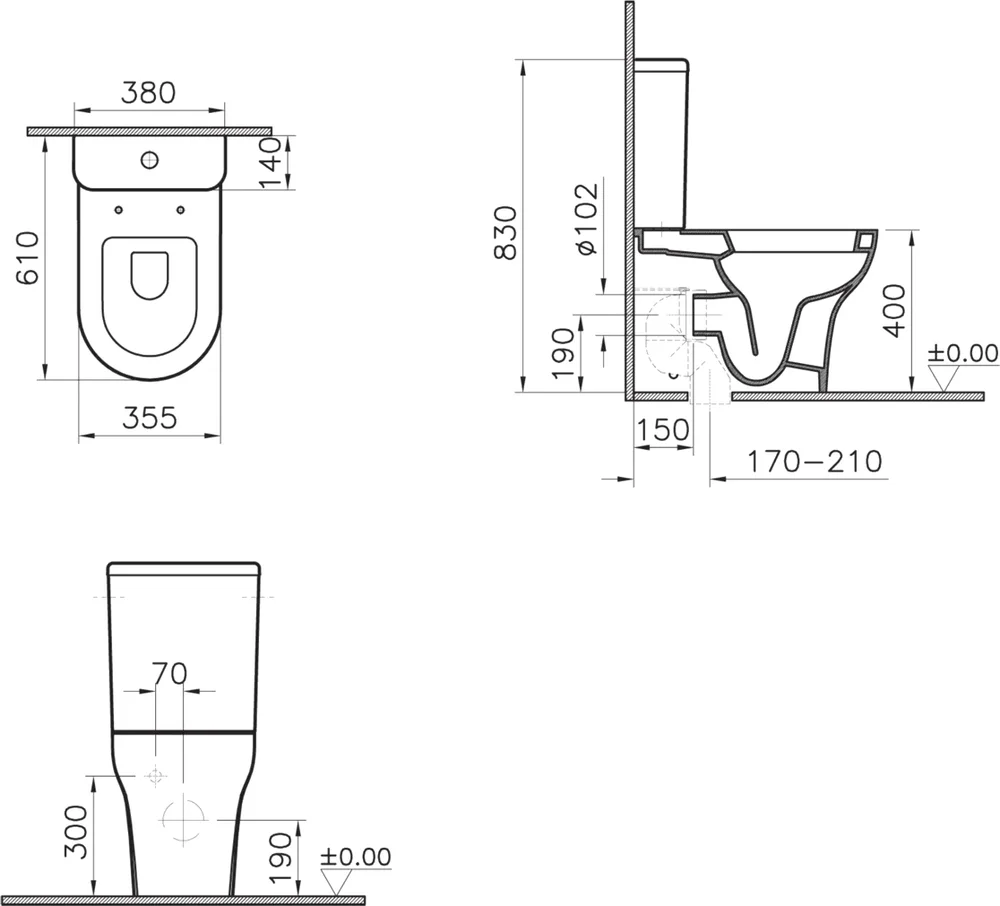 Унитаз-компакт VitrA Zentrum 9012B003-7226 с биде и сиденьем микролифт, белый