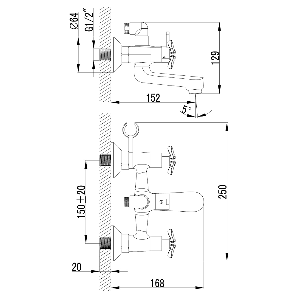 Смеситель для ванны Lemark Partner LM6542C хром