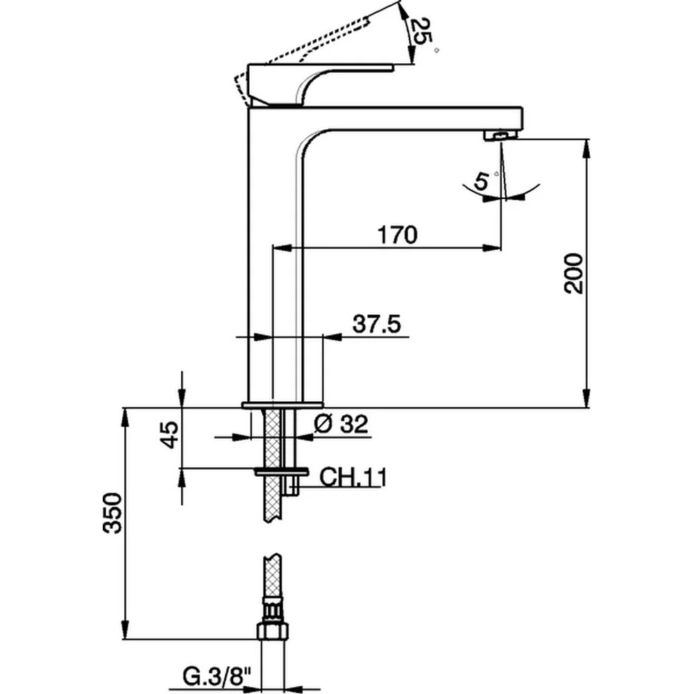 Смеситель для раковины Cisal Cubic CU00354121 хром