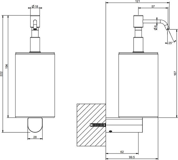 Дозатор для жидкого мыла Gessi Rilievo 59514#031, черный матовый / хром