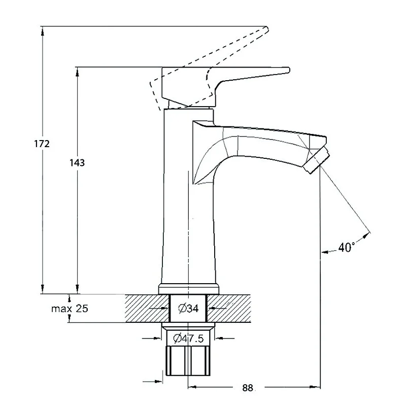 Смеситель для раковины Solone Fab FAB1-A020 хром