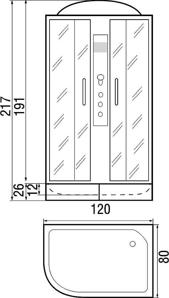 Душевая кабина River Temza 120/80/26 MT R