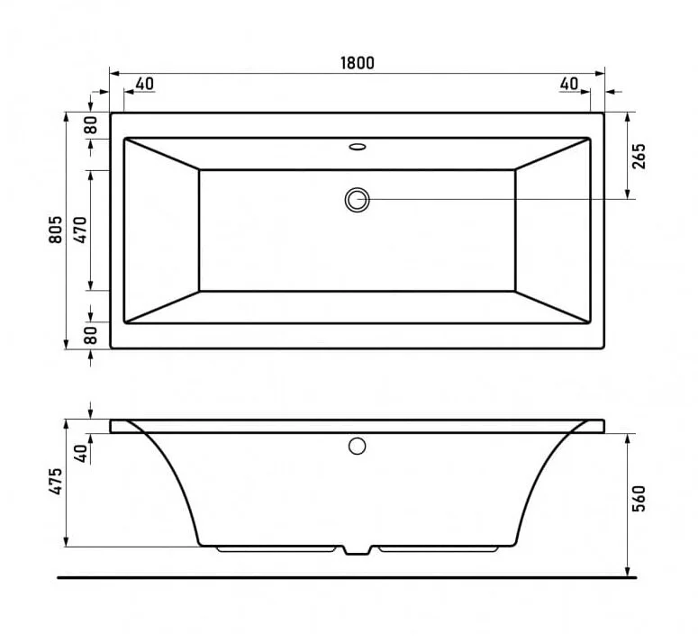 Ванна акриловая Berges Tari 050031 180x80 см, каркас, белый