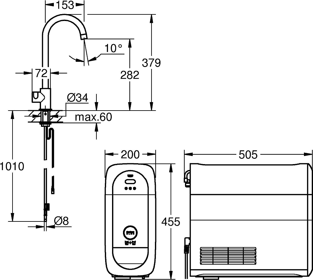 Смеситель для кухонной мойки Grohe Blue Home 31498DC0 суперсталь