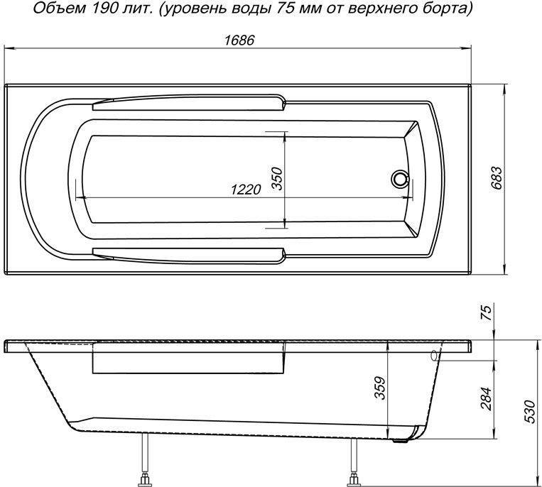 Акриловая ванна Aquanet Extra 170х70 00203931