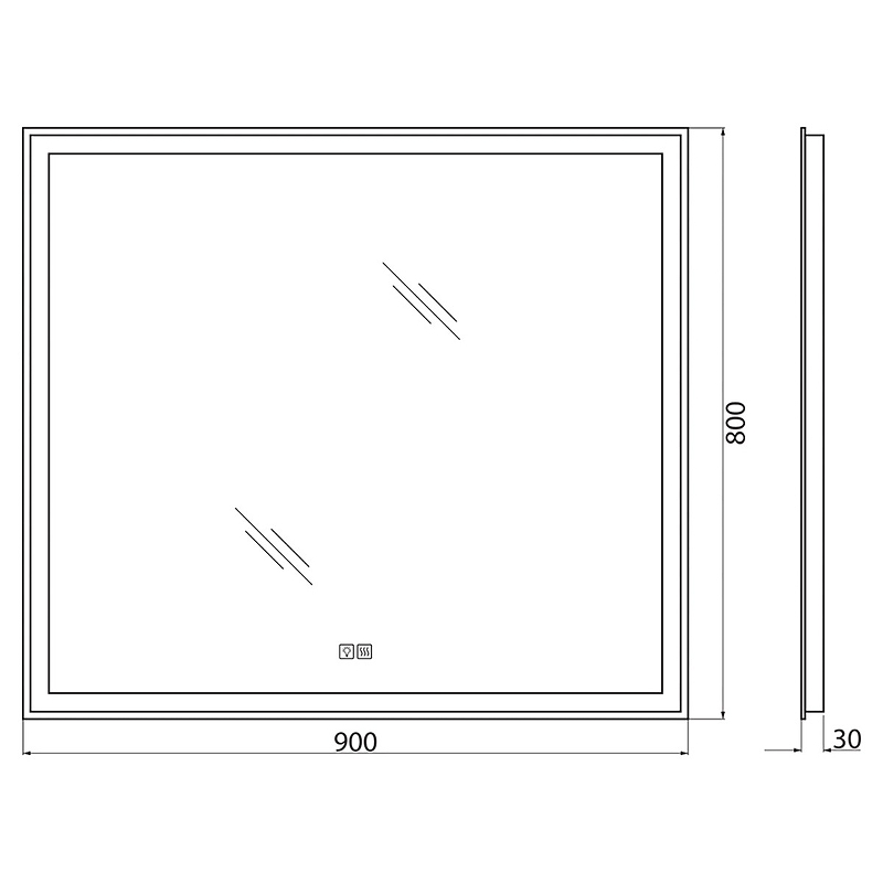 Зеркало BelBagno SPC-GRT-900-800-LED-TCH-WARM 90 см, с подсветкой, подогревом и сенсорным выключателем