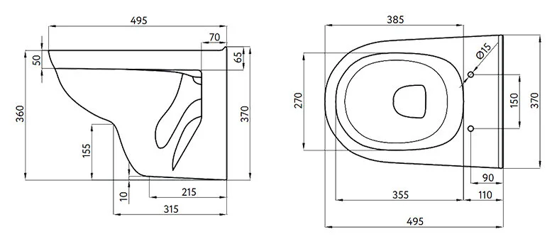 Подвесной унитаз Della Glance Super Plus 028