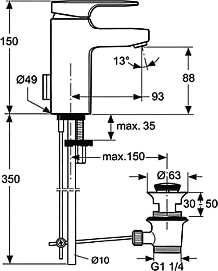 Смеситель для раковины Ideal Standard Moments A3906AA, хром