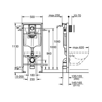 Инсталляция для подвесного унитаза Grohe Rapid SL 39581000