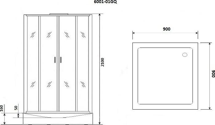 Душевая кабина Niagara Premium 60010114GQ 90х90х210 стекло прозрачное