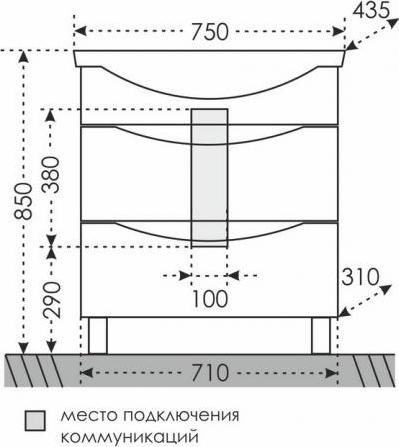 Тумба под раковину СанТа Сатурн 700222 71 см белый