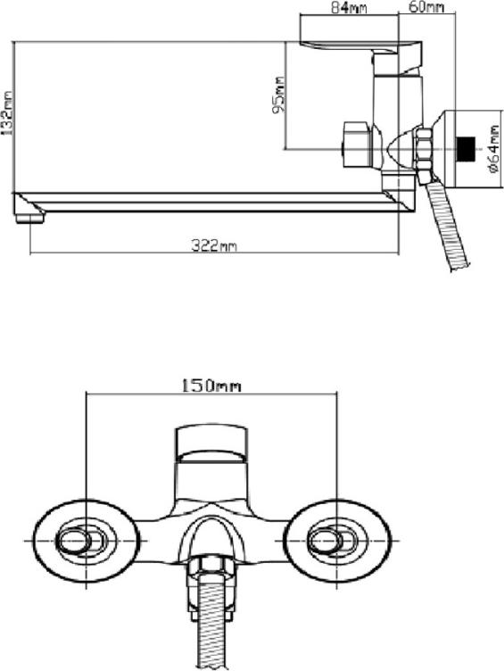 Смеситель для ванны BOOU B8274-18F, хром