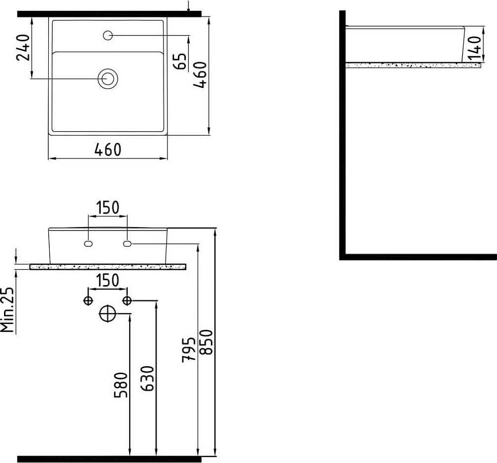 Раковина Bien Infinitum INLG04601FD1W3000 46 см