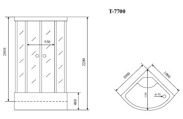 Кабина душевая Timo Lux T-7700