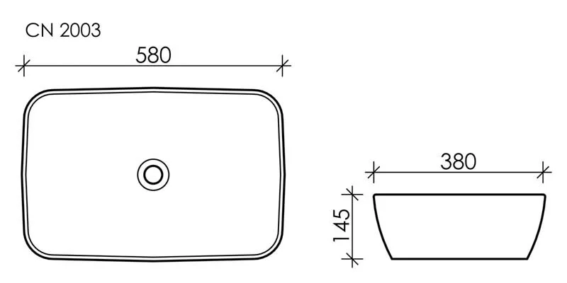 Раковина Ceramicanova Form CN2003 58 x 38 x 14.5 см, накладная, без перелива