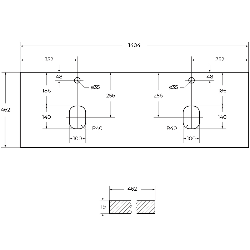 Столешница под раковину BelBagno EK-140-2-BL 140 см, Bianco Lucido