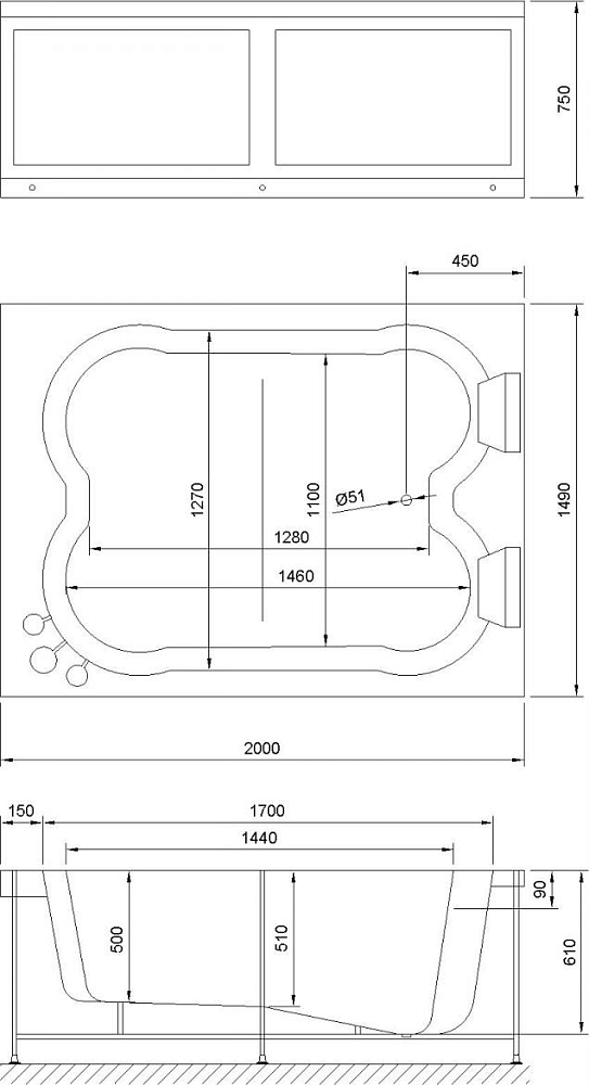 Акриловая ванна Royal Bath Hardon De luxe 200х150 см RB083100DL с гидромассажем